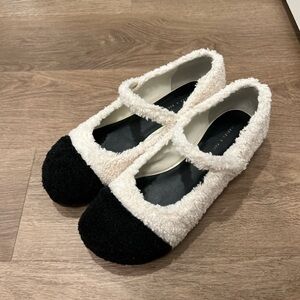 Charles & Keith Black and Cream Flats